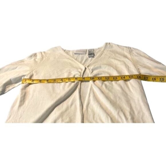 Liz Claiborne White Long Sleeve Cardigan Sweater Hook Eye Closure Sz L - Picture 7 of 8
